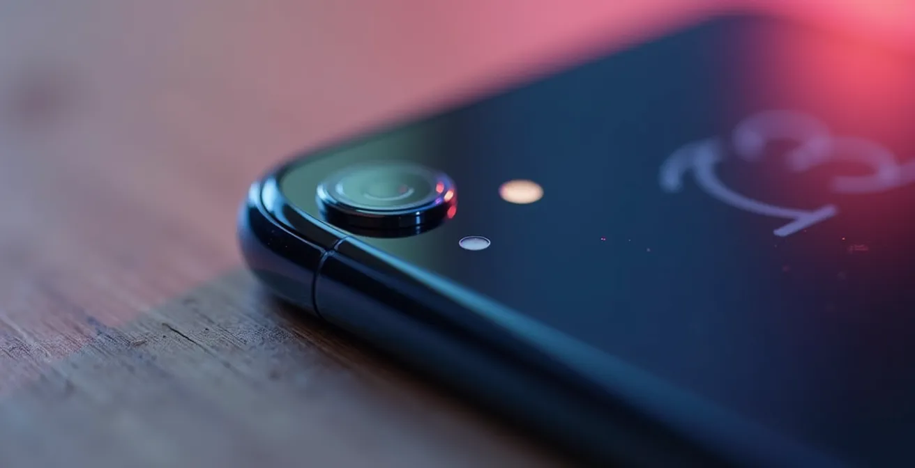 Smartphone montrant un écran d'accueil épuré avec seulement quelques applications essentielles