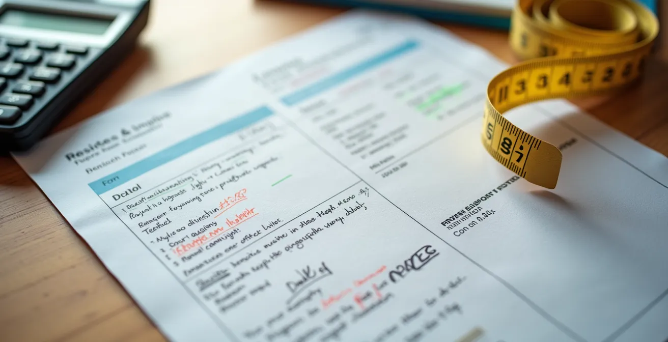 Documents techniques et factures organisés méthodiquement sur une table de travail pour préparation d'un diagnostic DPE