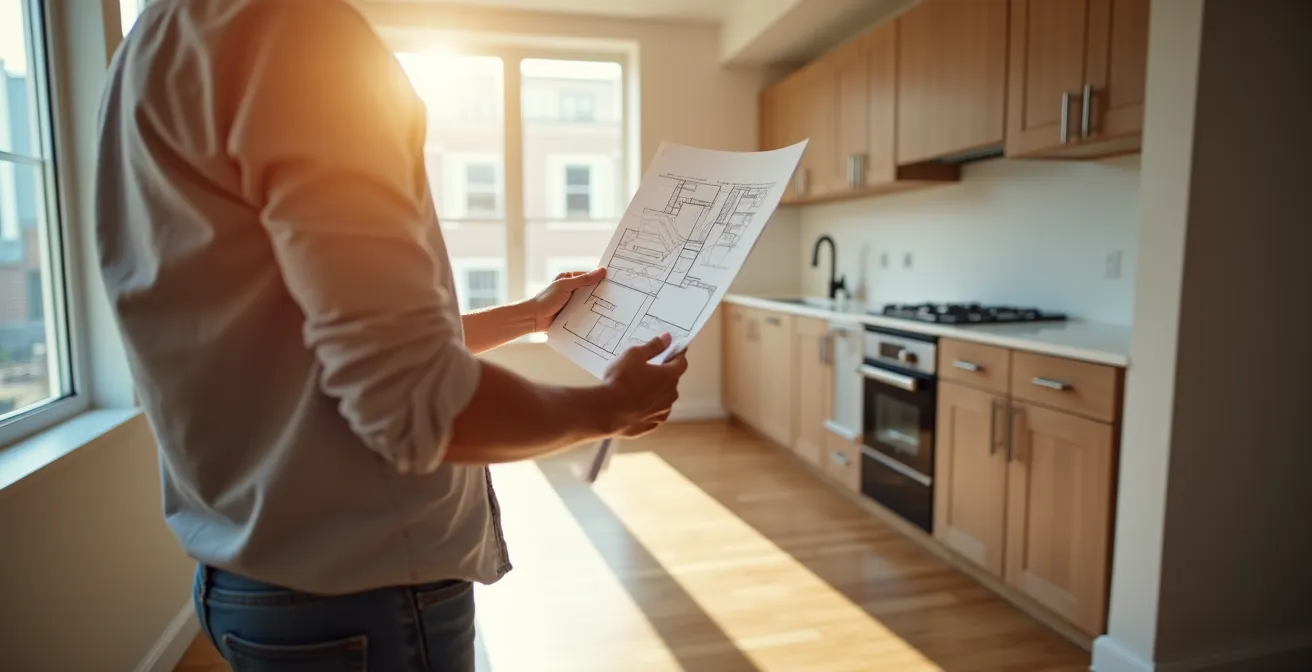 Vue d'un appartement en cours de rénovation, illustrant la stratégie d'investissement LMNP pour créer un déficit.