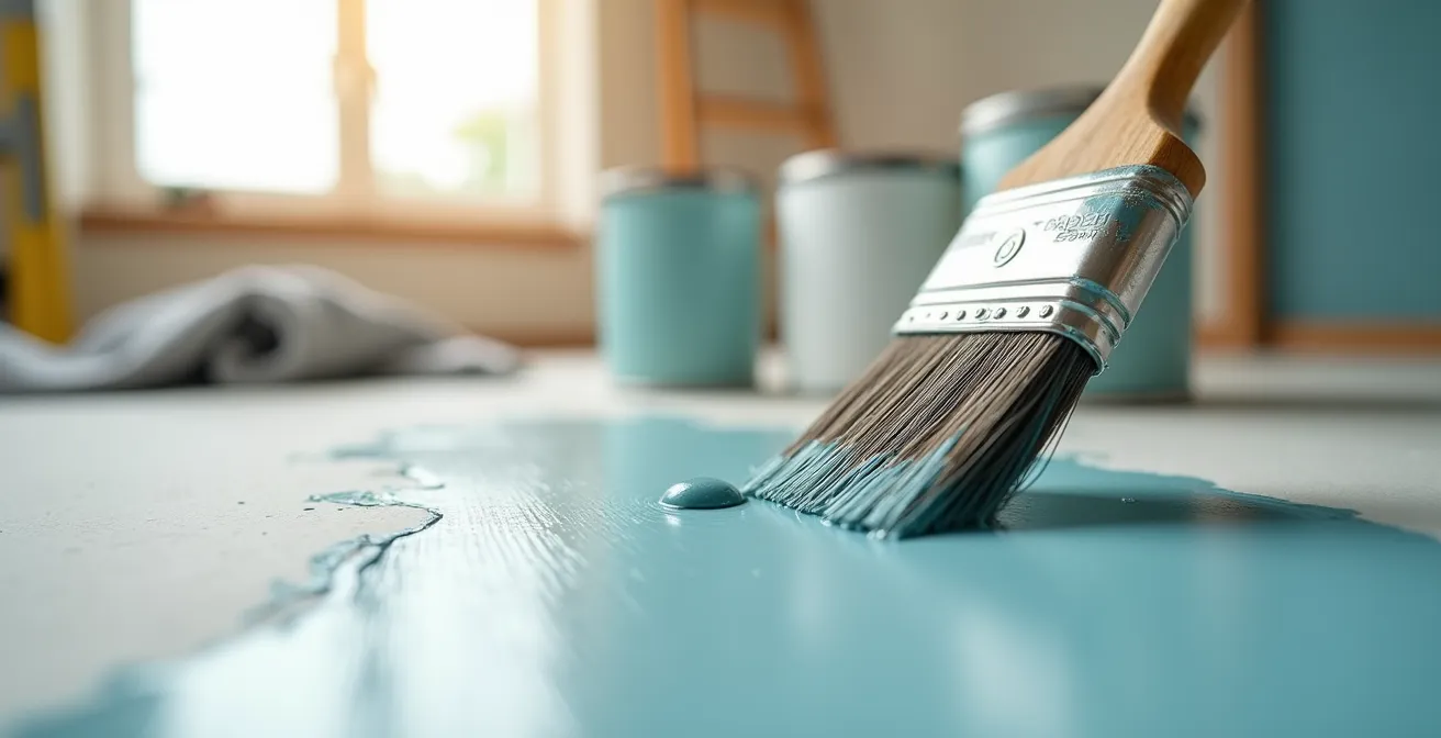 Vue d'ensemble d'un chantier de rénovation organisé avec outils et matériaux